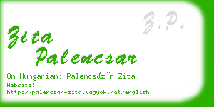 zita palencsar business card